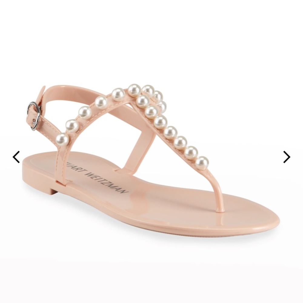 Stuart Weitzman Goldie Pearly Jelly Sandal. Poudre.